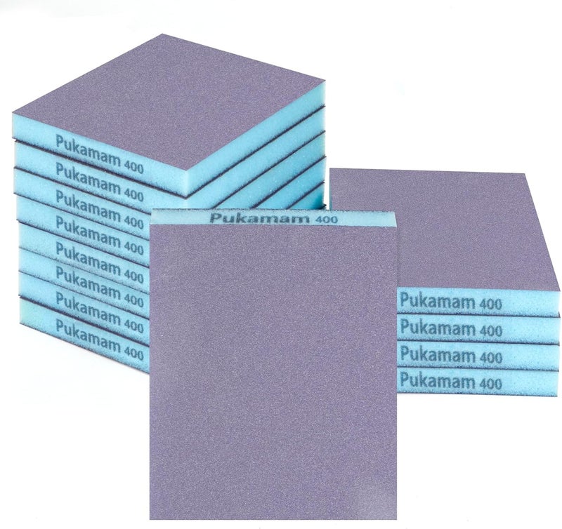 Pukamam 12 Pack Sanding Sponge, Washable and Reusable Sanding Blocks 400 Grit Wet Dry Sand Paper for Wood Drywall Metal Furniture - Image 1